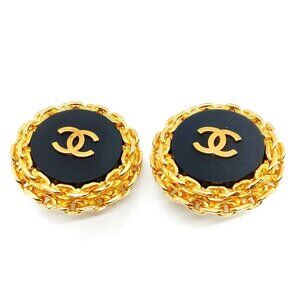 Chanel Earring Gold Black 93 P mon-625-092125